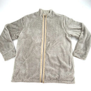 Soft Surroundings Silver Peak Womens Jacket‎ Fleece Metallic Winter White Size M